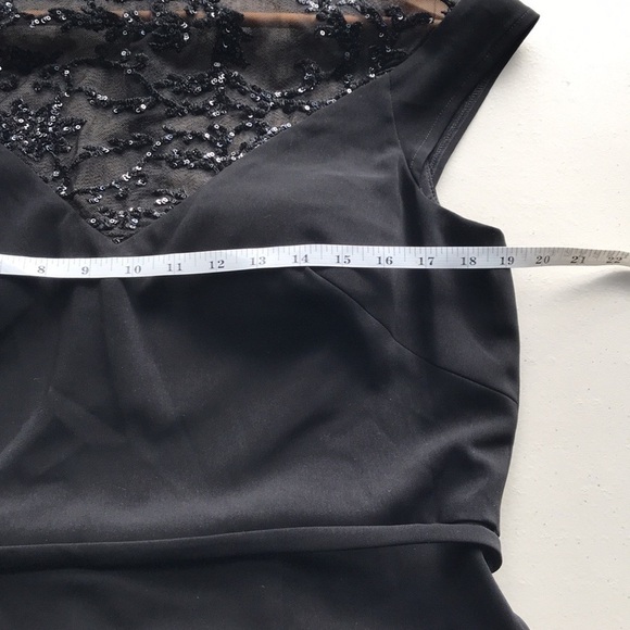 Js Collections black cap sleeve sequin lace top evening gown dress size Large - Picture 10 of 14